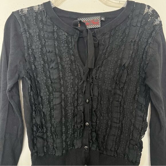 Voodoo Vixen Whimsigoth Lace Cardigan Size M Sheer Dark Romantic Fairy Witchy - Picture 3 of 9